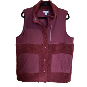 𝅺FLX Maroon Sherpa Button Vest Men’s Size Large